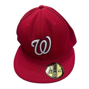 Washington Nationals New Era 59fifty MLB Baseball Fitted On Field Hat Cap 7.5"